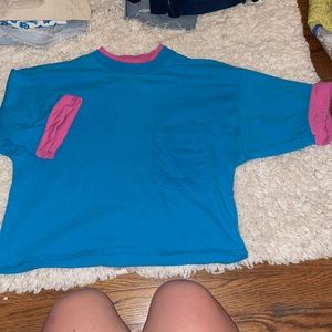 Bright blue, pink layered tee